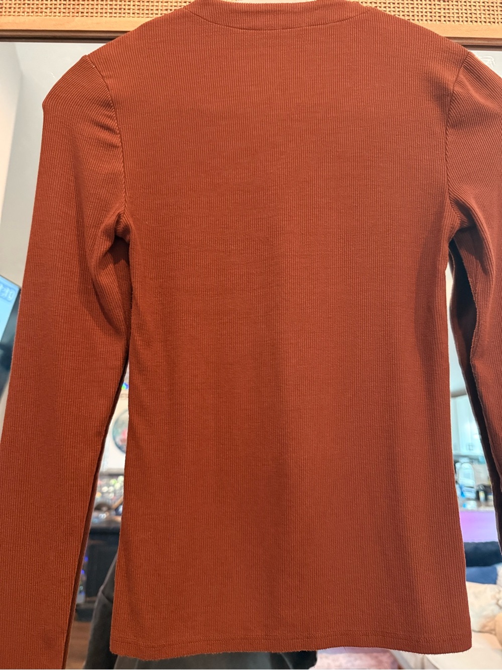 Joah Brown Oxblood Flex Rib Invisible Zip Long Sleeve Top XS/S - Picture 7 of 8